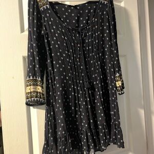 Bohemian Black Patterned Dress